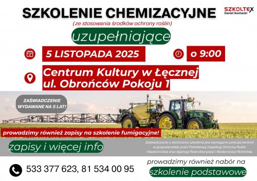 Szkolenie chemizacyjne - stosowanie środków ochrony roślin