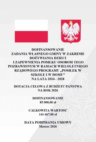 Informacja o przyznaniu dotacji - Posiłek w szkole i w domu